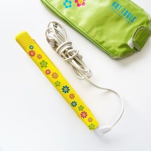 🐝 HOT TOOLS LIMITED EDITION PINK CERAMIC YELLOW FLAT IRON DAISY BEES WITH BAG